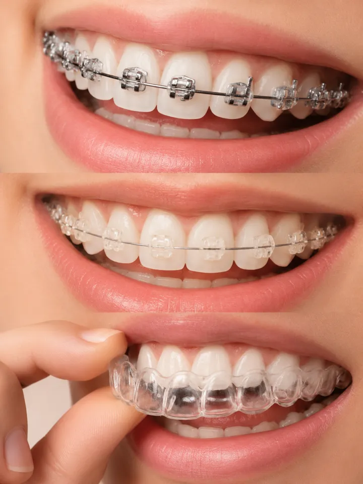 Sorriso alinhado com ortodontia estética
